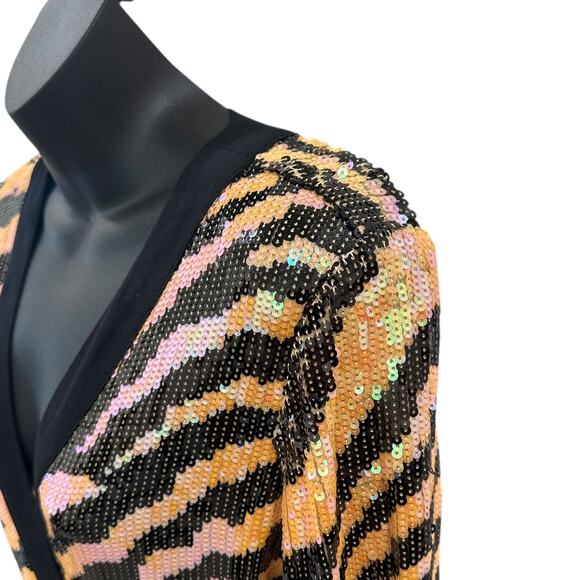 RIXO London Gigi Midi Sequin Dress In Tiger - Picture 6 of 13